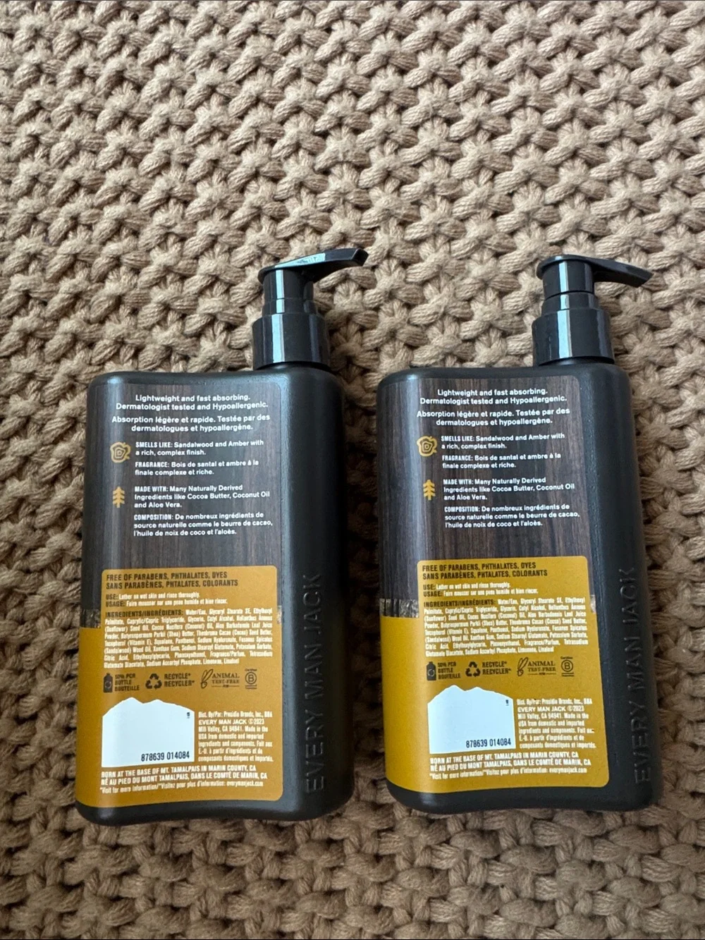 Every Man Jack Amber + Sandalwood Hand & Body Lotion 2-Pack (13.5 oz Each) NEW